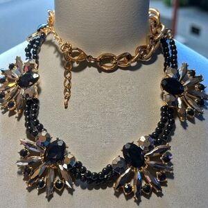 Elegant Black and Gold Statement Necklace